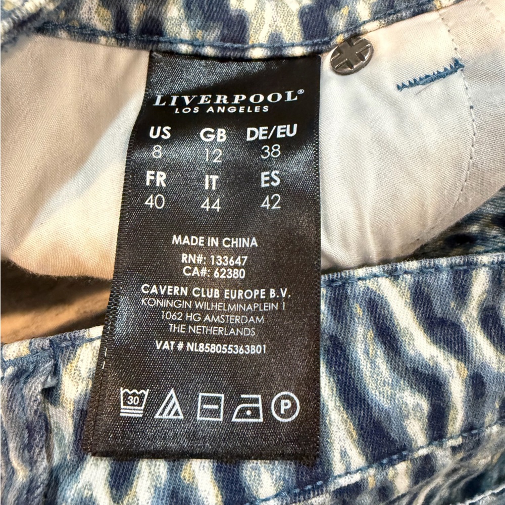 Liverpool Los Angeles Indigo Coast Leopard Print Ankle Jeans – Size 8 - Picture 6 of 9